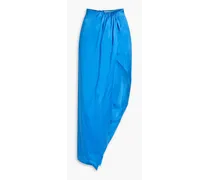 Manon wrap-effect silk-satin midi skirt - Blue