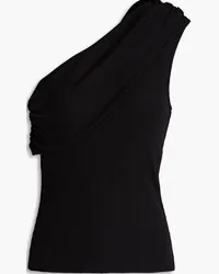 The Range One-shoulder ribbed Lyocell TENCEL™-blend jersey top - Black Black