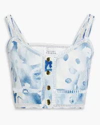 Hayley Menzies Cropped printed drill top - Blue Blue