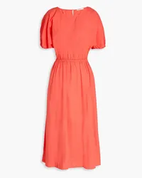 STATESIDE Gathered cutout cotton midi dress - Orange Orange