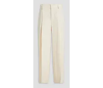 Pleated twill wide-leg pants - White