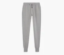 Mélange wool-blend jersey track pants - Gray