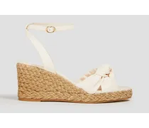 Playa knotted leather espadrille wedge sandals - White