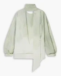 Victoria Beckham Draped printed cady blouse - Green Green