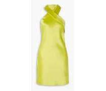 Pandora tie-detailed satin halterneck mini dress - Yellow
