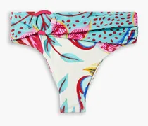 Flora ring-embellished printed high-rise bikini briefs - Multicolor