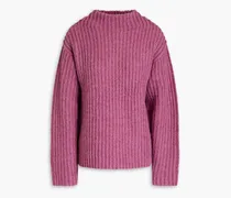 Ribbed alpaca-blend turtleneck sweater - Purple