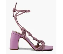 Knotted leather and cord sandals - Purple
