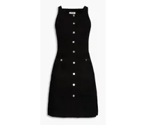 Button-embellished bouclé-knit mini dress - Black