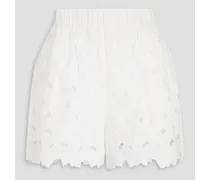 Embroidered cotton-blend shorts - White