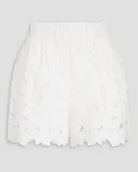 RED Valentino Embroidered cotton-blend shorts - White White