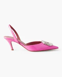 Amina Muaddi Camelia crystal-embellished patent-leather slingback pumps - Pink Pink