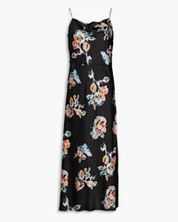 Vince Draped floral-print satin maxi dress - Black Black