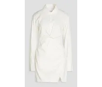 Twist-front twill mini shirt dress - White