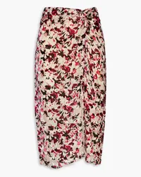 Rag & Bone Knotted printed devoré-velvet midi skirt - Neutral Neutral