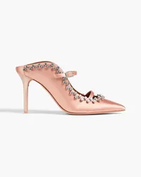 Malone Souliers Gala 85 crystal-embellished satin mules - Pink Pink