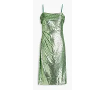 Elise ruched sequined tulle dress - Green