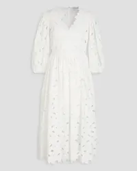 RED Valentino Embroidered cutout cotton-blend poplin midi dress - White White