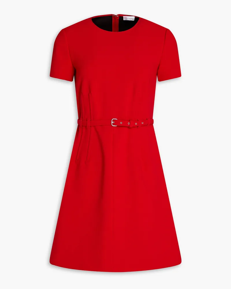 RED Valentino Belted stretch-crepe mini dress - Red Red