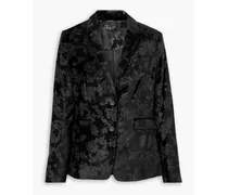Razor floral-print cotton-blend velvet blazer - Black