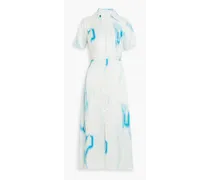 Balisa tie-dyed washed-silk midi shirt dress - Blue