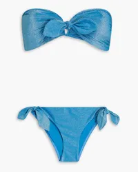 Zimmermann Metallic knotted bandeau bikini - Blue Blue