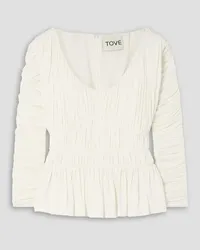 TOVE Lydia gathered stretch-jersey top - White White