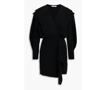 Rixton pleated crepe mini wrap dress - Black