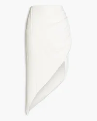 NICHOLAS Elisa asymmetric ruched crepe midi skirt - White White