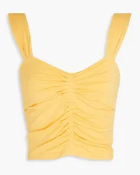 Derek Lam Ruched stretch-jersey top - Yellow Yellow