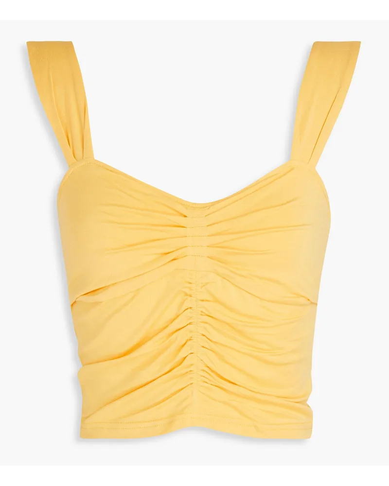 Derek Lam Ruched stretch-jersey top - Yellow Yellow