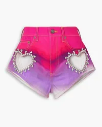 Area Crystal-embellished cutout dégradé denim shorts - Pink Pink