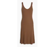 Ribbed-knit dress - Brown