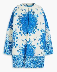 Valentino Garavani Oversized floral-print wool and silk-blend crepe coat - Blue Blue