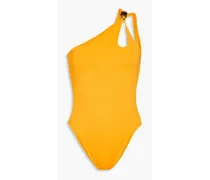 Appliquéd cutout swimsuit - Yellow