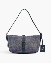 Altuzarra Watermill leather-trimmed raffia shoulder bag - Blue Blue