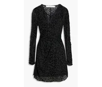 Layana wrap-effect devoré silk-chiffon mini dress - Black