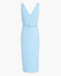 Oscar de la Renta Belted wool-blend crepe midi dress - Blue Blue