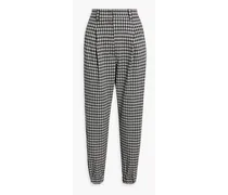 Checked wool and cotton-blend tapered pants - Black