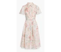 Floral-print chiffon midi shirt dress - Pink