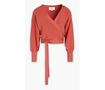 Cropped Lyocell-blend wrap cardigan - Pink