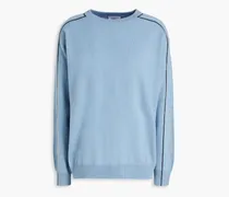 Embellished wool, cashmere and silk-blend sweater - Blue