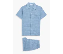Nelson printed cotton-poplin pajama set - Blue