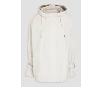 Bead-embellished shell hooded jacket - White