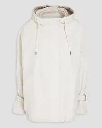 Brunello Cucinelli Bead-embellished shell hooded jacket - White White