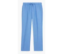 Oscar linen and cotton-blend drawstring pants - Blue