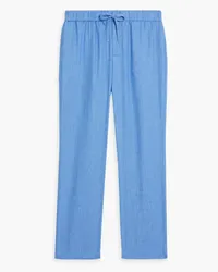 Frescobol Carioca Oscar linen and cotton-blend drawstring pants - Blue Blue