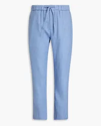 Frescobol Carioca Oscar linen and cotton-blend drawstring pants - Blue Blue