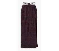 Space-dyed ribbed-knit midi skirt - Burgundy