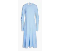Lisa flared gingham crepe midi dress - Blue